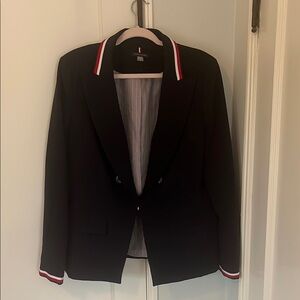 Tommy Hilfiger Black and Red Blazer with Sporty Stripes
